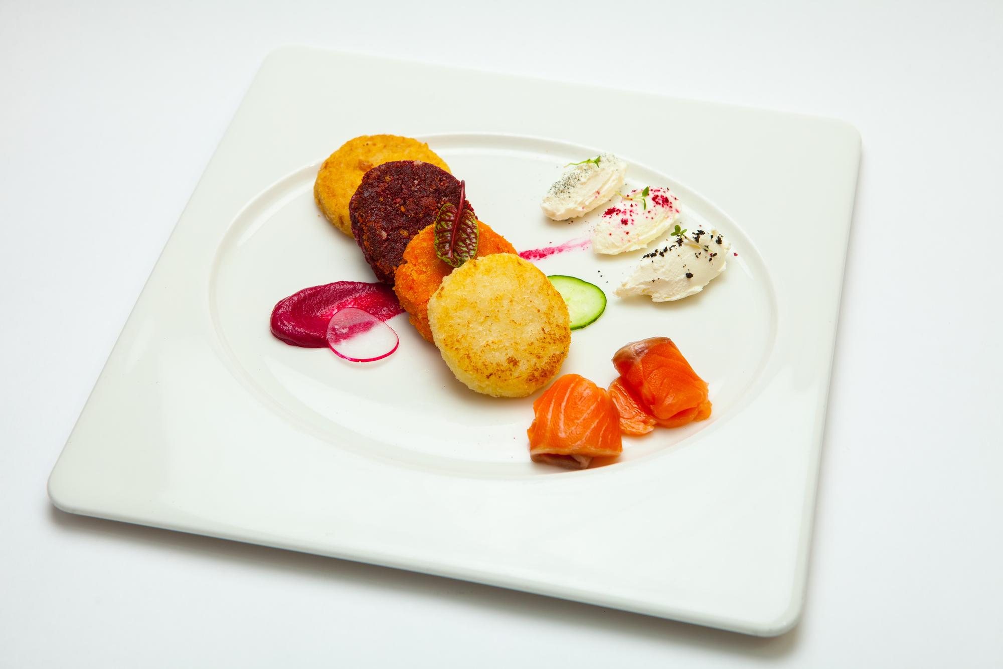 Collection of plated dishes for pricing